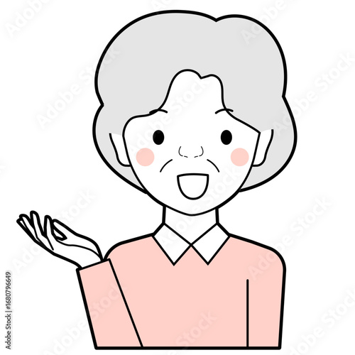 案内するシニア女性