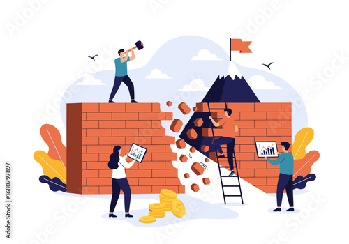 Overcoming Obstacles to Achieve Business Goals and Financial Success Breaking Down Walls for Growth and Progress