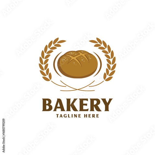 Bakery logo concept with premium bread illustration and custom brand name space. Bakery logo design vector illustration
