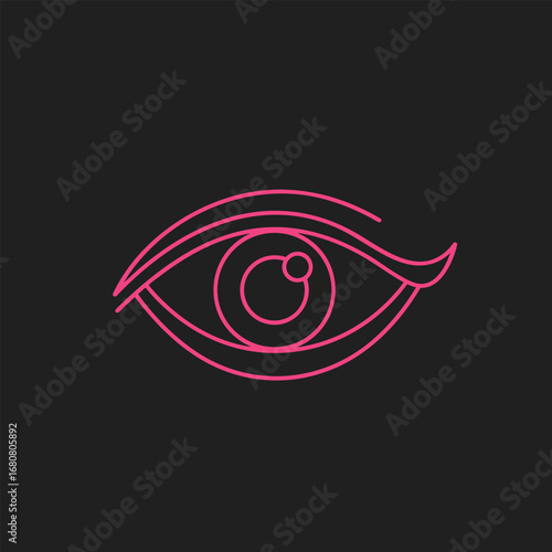 Abstract illustration of a human eye with a circular pupil, set against a dark background, emphasizing vision and perception