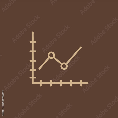 Simple line graph illustrating data trends with upward movement on a brown background, suitable for business presentations