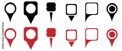 “Map Pin Location Icons Set with Route Path and Navigation Markers – Modern Place Address and Destination Pointer Symbol”