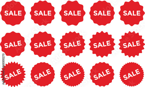 Starburst Sale Stickers. sunburst starburst badges. promotional labels. quality mark sign. retail promo symbols. red price label
