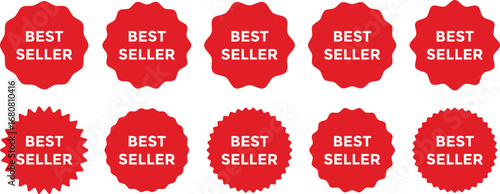red starburst best seller.  red sale stickers and promotional labels. starburst circle shapes icon. Discount price tag for retail marketing
