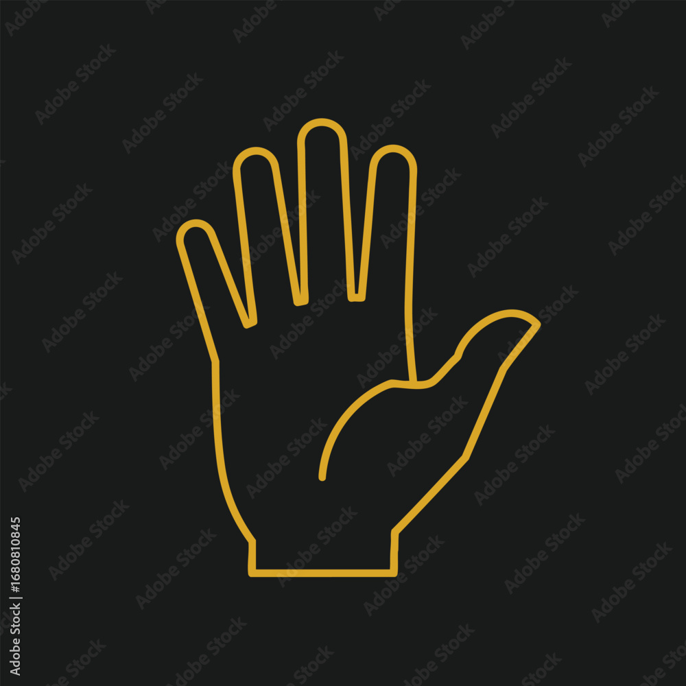 Obraz premium Stylized illustration of an open hand gesture against a black background, symbolizing communication and connection