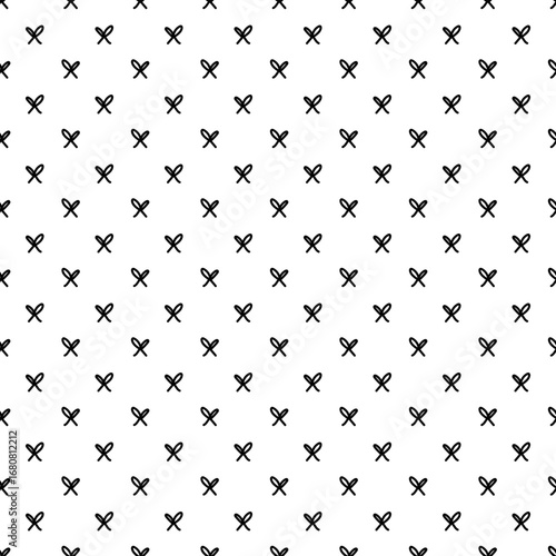 Doodle pattern mini thin bows. A tied thread with two loops. A black line on white. A seamless texture. A cute children's drawing. A shape, a symbol that repeats in a turn. A minimalist linear style