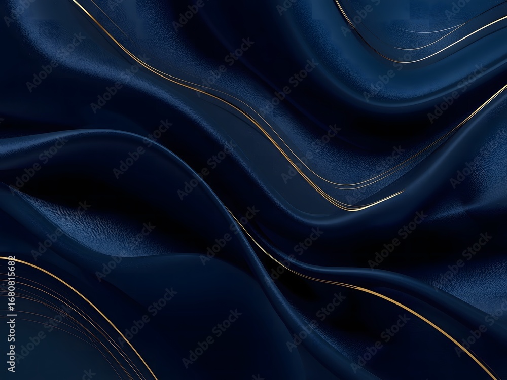 Fototapeta premium Smooth blue silk satin fabric with flowing waves and elegant texture background
