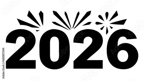 Celebrate the future with bold 2026 numerals and festive sparks, perfect for New Year's announcements.
