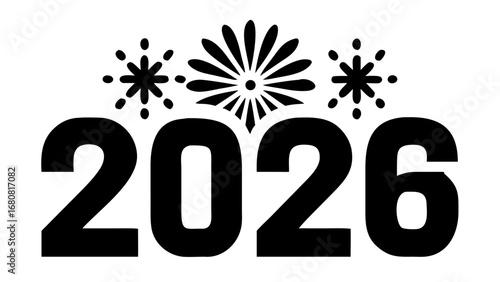 Celebrate 2026 with festive fireworks and bold numbers, perfect for New Year's promotions and event design.