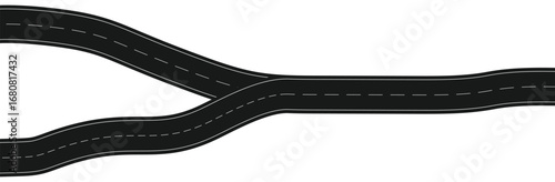 Wavy road with winding curves and horizontal path. Top view of race track and highway. Flat vector illustration isolated on white background.


