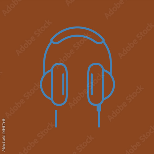 Minimalistic illustration of headphones on a brown background, symbolizing music enjoyment and audio technology