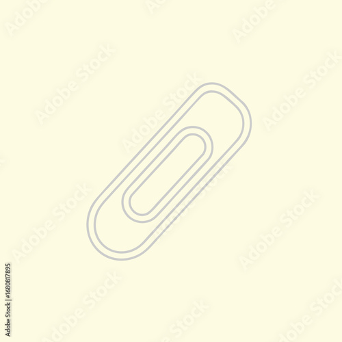 Minimalistic design of a paperclip on a soft pastel background, representing office supplies and organization