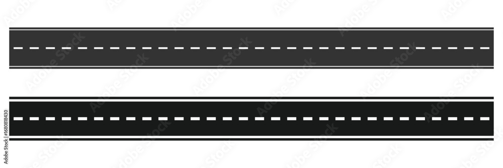 Obraz premium straight roadway elements, horizontal highway icon vector. top view asphalt road vector template.
