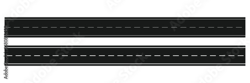straight roadway elements,  horizontal highway icon vector. top view asphalt road vector template.
