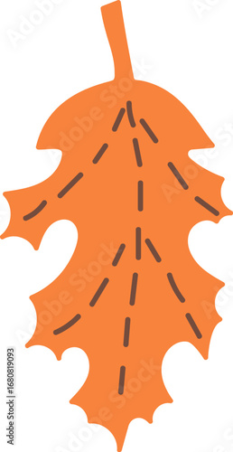 Stylized Oak Leaf with Veins