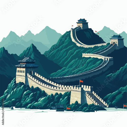vector illustration of the Great Wall of China