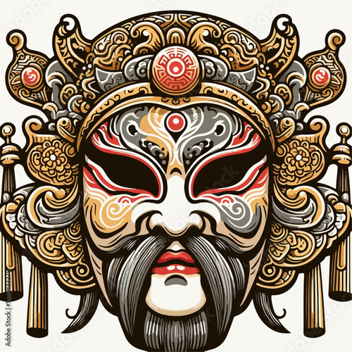 vector illustration of a characters mask in Beijing opera