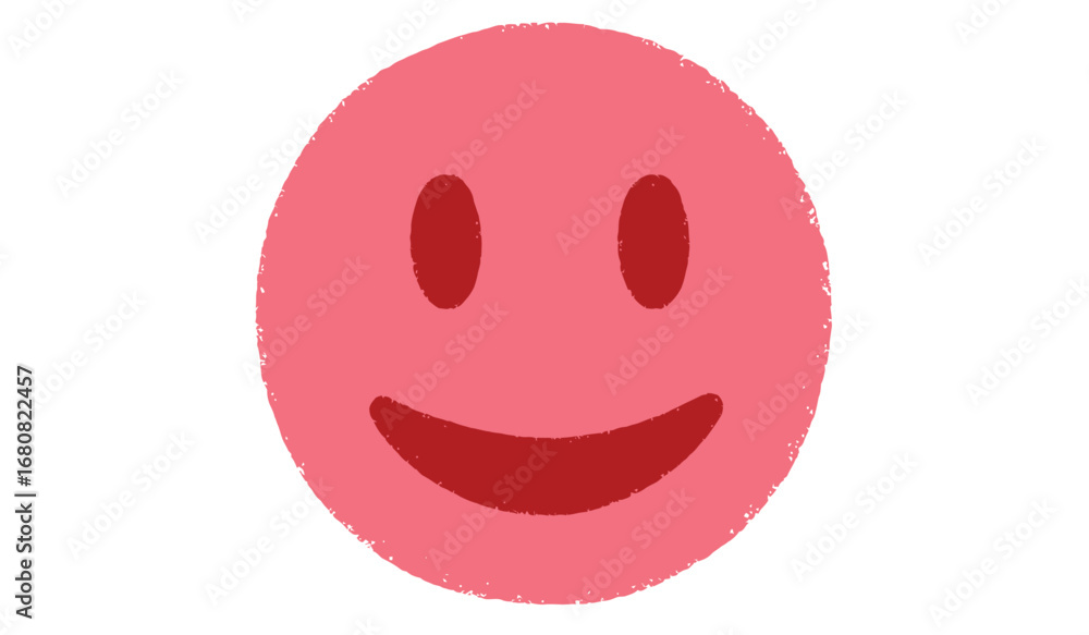 Fototapeta premium A simple hand drawn pink oval with a cheerful smiley face isolated on white background