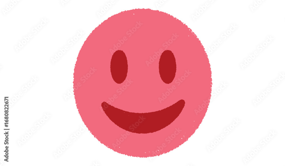 Fototapeta premium A simple hand drawn pink oval with a cheerful smiley face isolated on white background