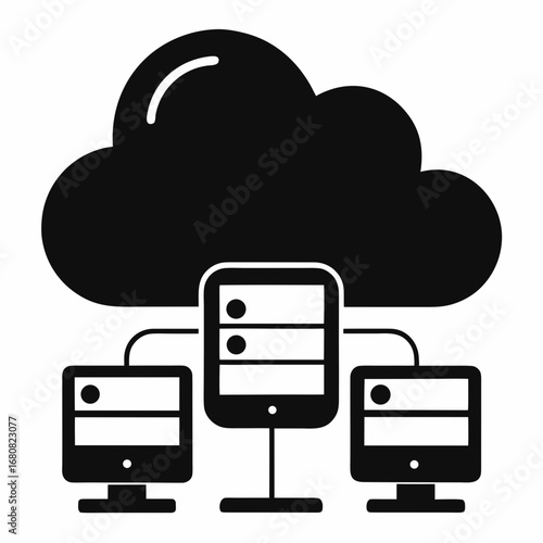 Cloud computing vector clean black silhouette design white background