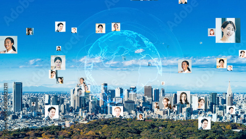 Photography Modern cityscape and multinational people concept