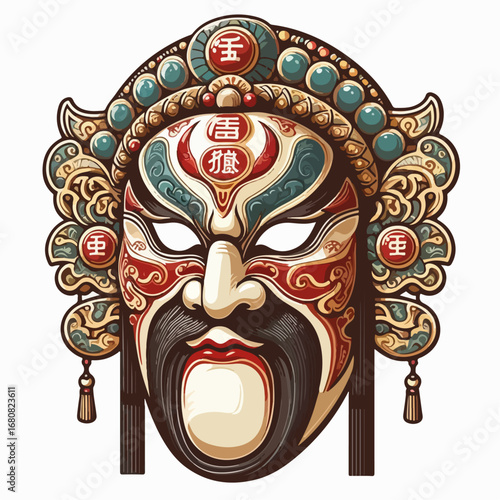 vector illustration of a characters mask in Beijing opera