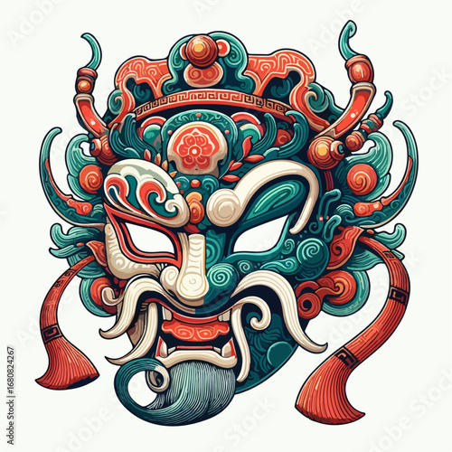 vector illustration of a characters sheng in Beijing opera