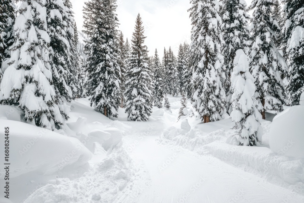 Naklejka premium Snowy forest path (2)