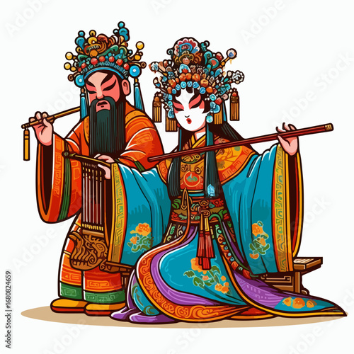 vector illustration of a characters in Beijing opera
