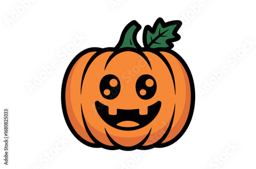 Wallpaper Mural Cute Cartoon Halloween Pumpkin with Autumnal Leaves Torontodigital.ca