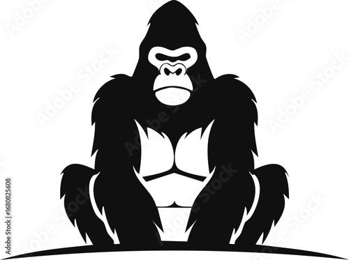 Gorilla Monkey Vector Logo in Black and White, Modern Minimalist Animal Design, Ideal for Wildlife Branding, Nature Illustration, and Distinctive Identity
