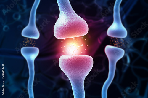 Human nervous system, Brain Activity and neurotransmitters. 3d illustration