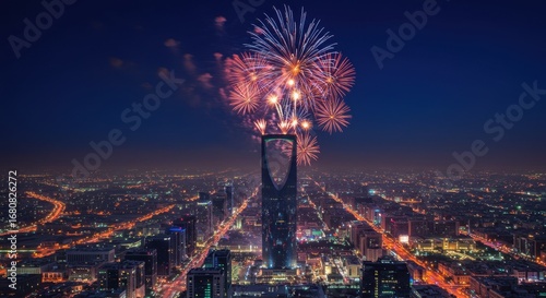 Kingdom Tower Fireworks Night