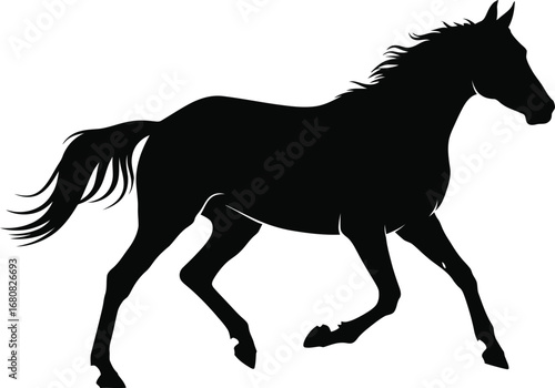Running Horse Silhouette Black Stallion Vector