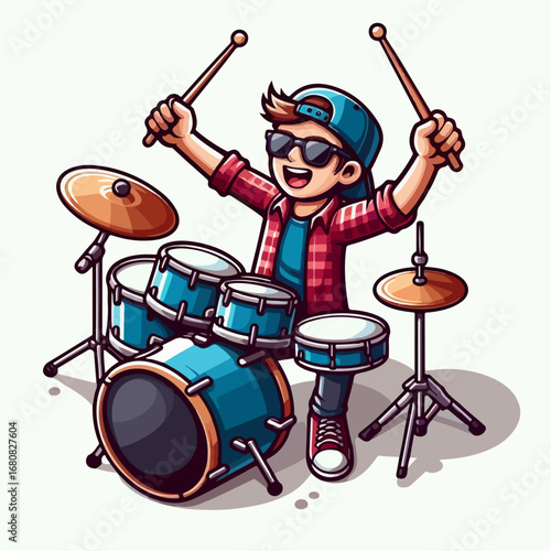 premium vector illustration cartoon of a drummer
