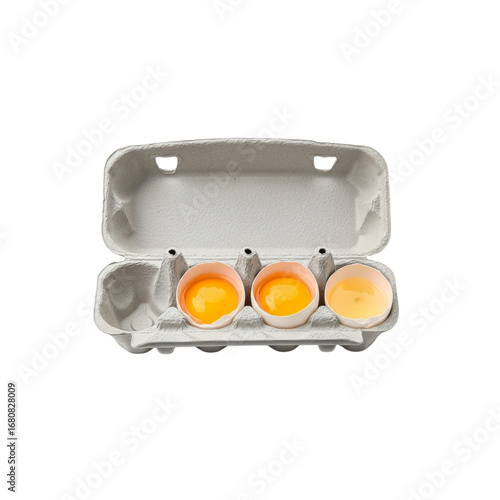 A white egg tray with two eggs inside - Transparent Background