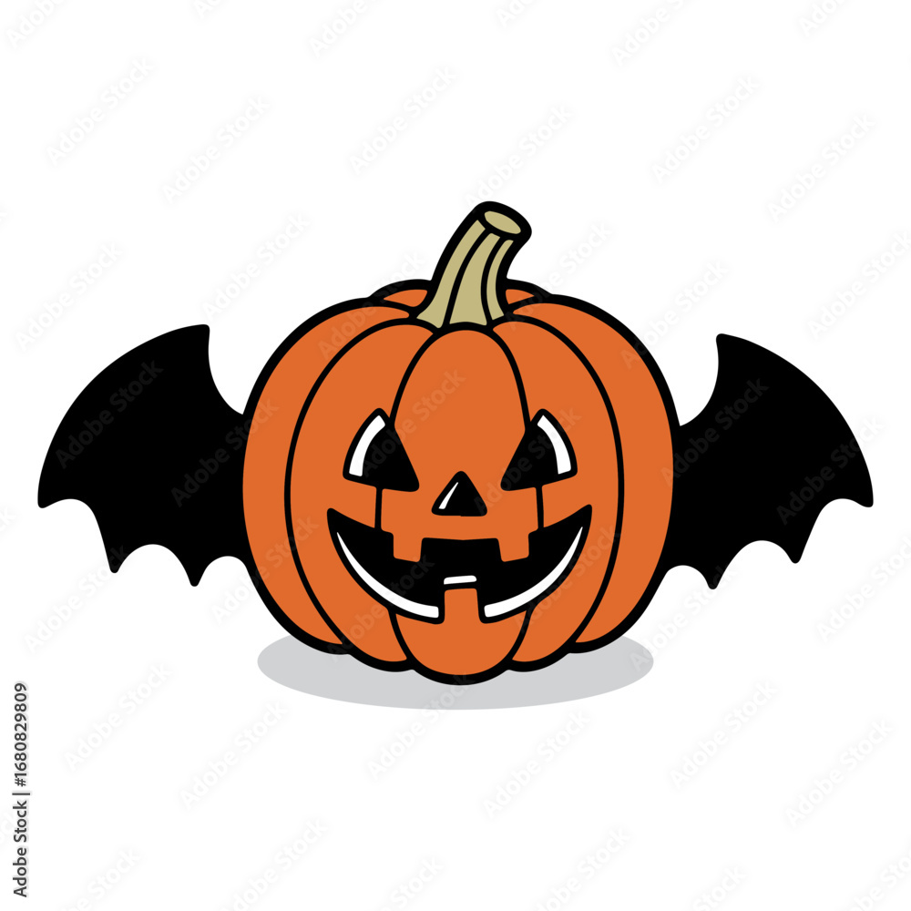 Fototapeta premium halloween smile Jack-o-lantern pumpkin with bat wings