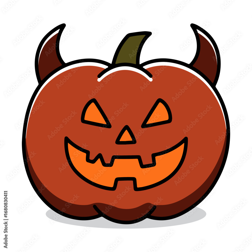 Naklejka premium devil jack o lantern pumpkin with horns