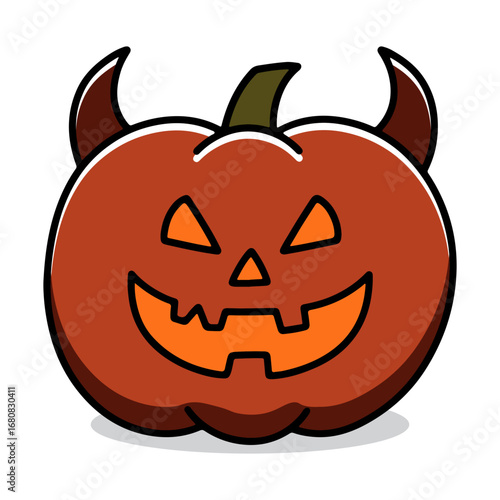 devil jack o lantern pumpkin with horns