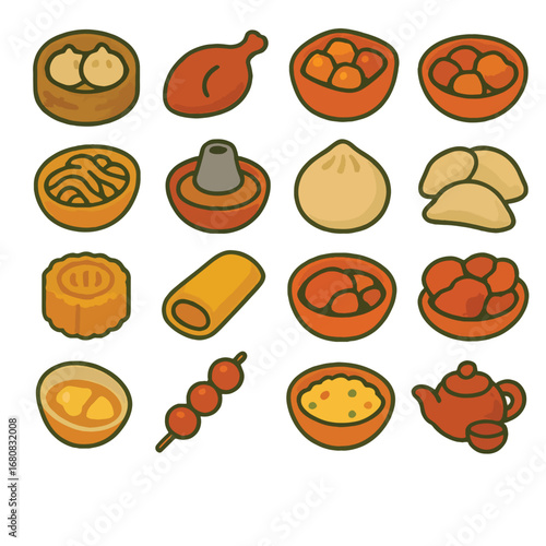 Collection of Asian Food Icons.