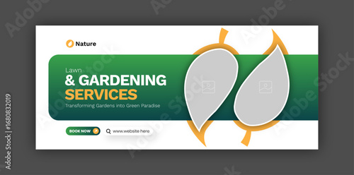Lawn & gardening service facebook cover web banner design