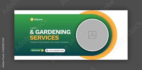 Lawn & gardening service facebook cover web banner design
