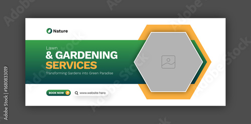Lawn & gardening service facebook cover web banner design