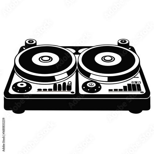 DJ turntables vector clean black silhouette design white background