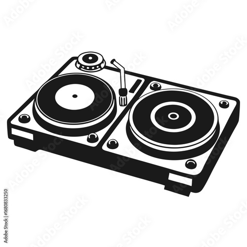 DJ turntables vector clean black silhouette design white background