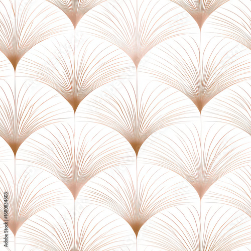 Elegant thin arc pattern with soft brown lines creating modern geometric fan design on white background, perfect for stylish decoration and contemporary art projects