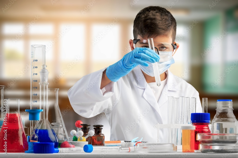 Little child make chemistry science experimental chemistry lessons. Little child make chemistry science experimental chemistry lessons.