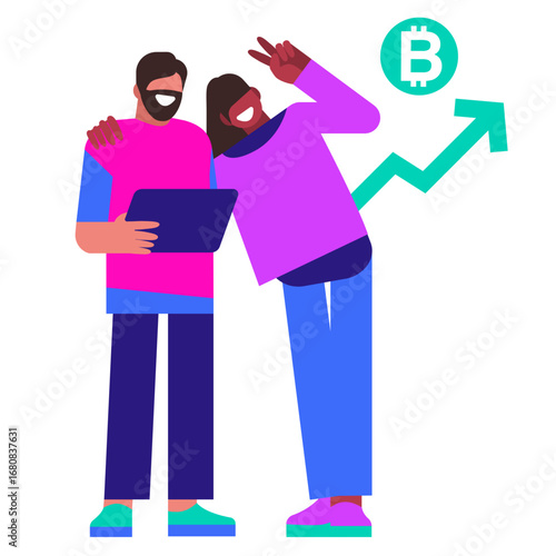 Team members smiling at bitcoin price increase