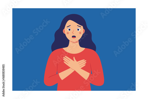 Woman with Anxiety Clutching Her Chest