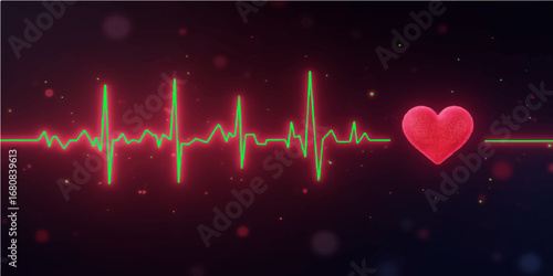 Digital electrocardiogram showing the frequency of a medical heartbeat wave